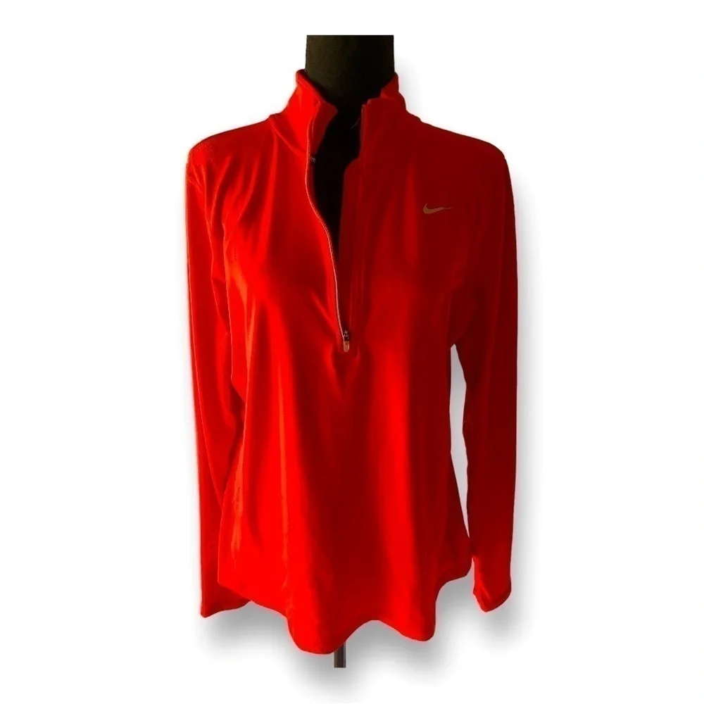 NIKE Running Element Dri-Fit Half Zip Long Sleeve Top High Neck Large Li…